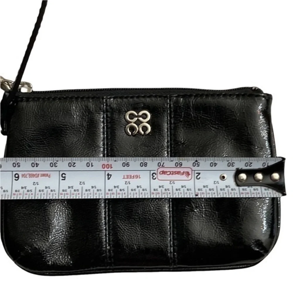 Cos liquid gloss black patent leather wristlet bag